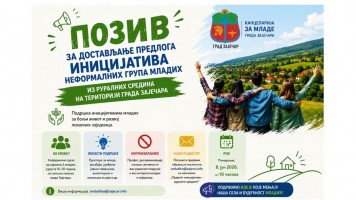 ПОЗИВ ЗА ДОСТАВЉАЊЕ ПРЕДЛОГА ИНИЦИЈАТИВА НЕФОРМАЛНИХ ГРУПА МЛАДИХ ИЗ РУРАЛНИХ СРЕДИНА НА ТЕРИТОРИЈИ ГРАДА ЗАЈЕЧАРА